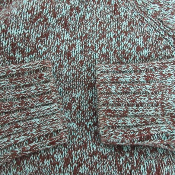 Two Dog Island Sweater Sz Small Mock Neck Full Zip Cotton Fleck Blue Black Knit - Picture 8 of 9